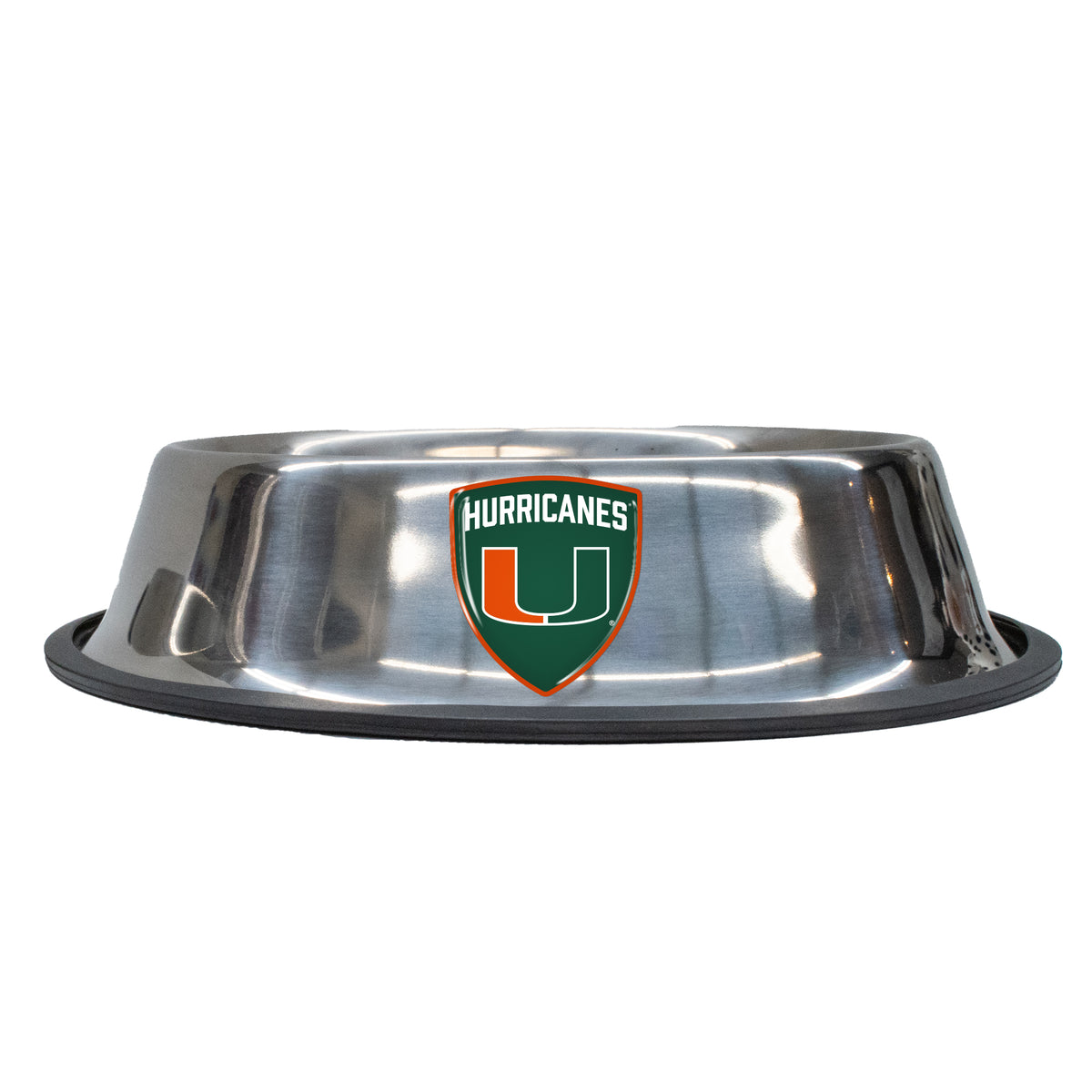 Miami Hurricanes Stainless Steel Pet Bowl - Large