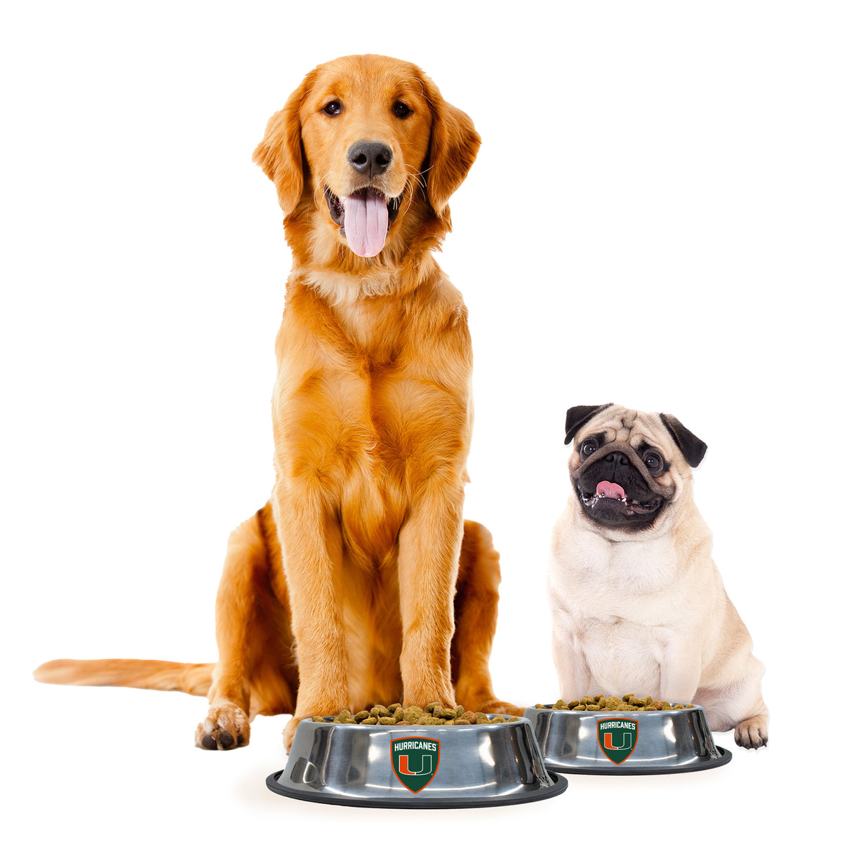 Miami Hurricanes Stainless Steel Pet Bowl - Large