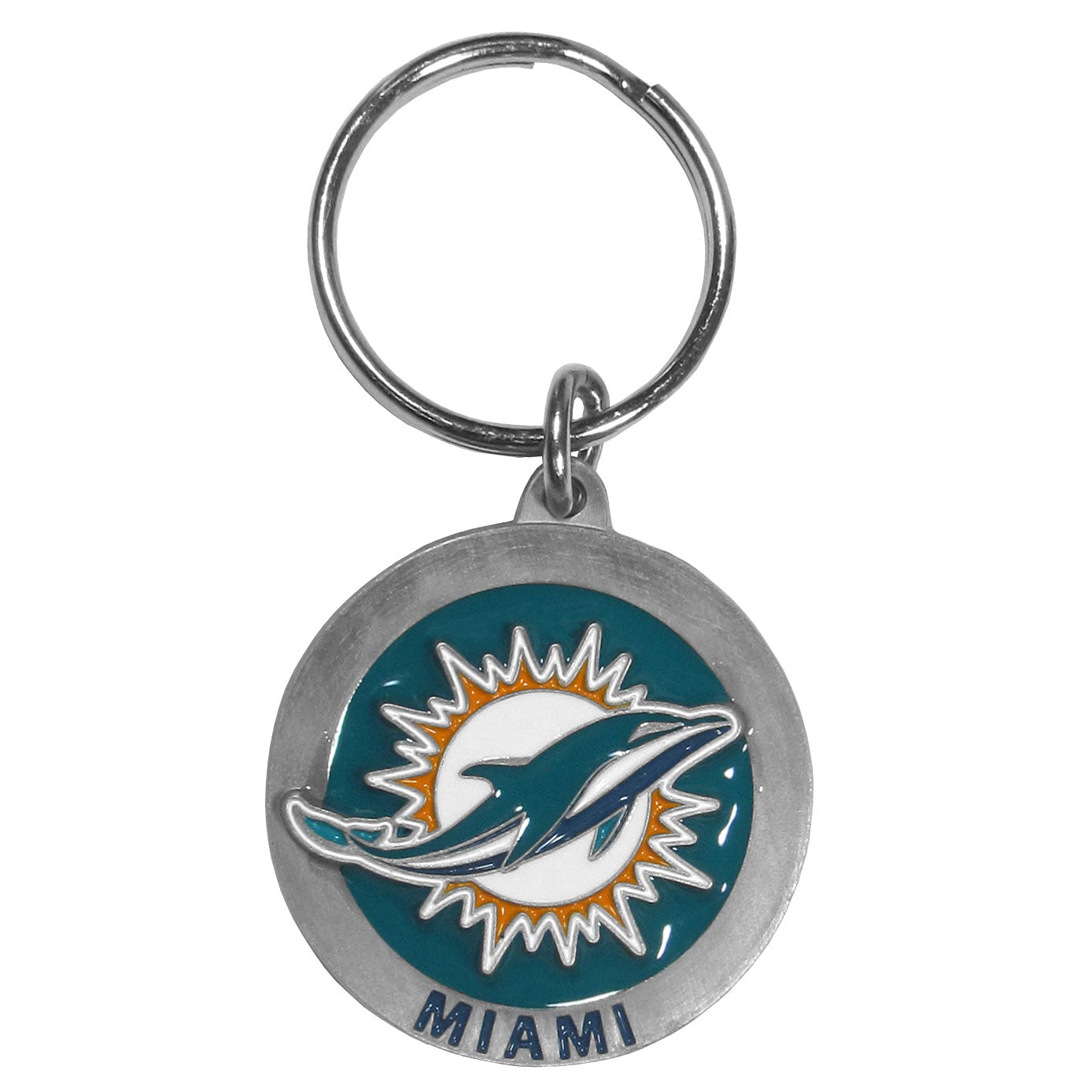 Miami Dolphins Carved Metal Keychain