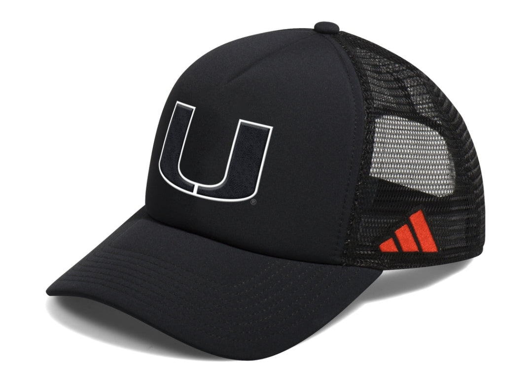 Miami Hurricanes 2023 adidas Ghost Trucker Hat - Black