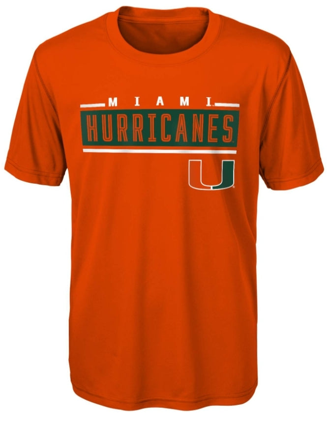 Miami Hurricanes Youth Dri-Tek Block Script T-Shirt - Orange