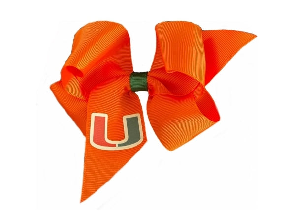 Miami Hurricanes Junior Bow w/U Logo Hair Clip - Orange