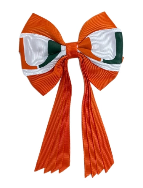 Miami Hurricanes Streamer Bow Cheer Pony Tail Holder