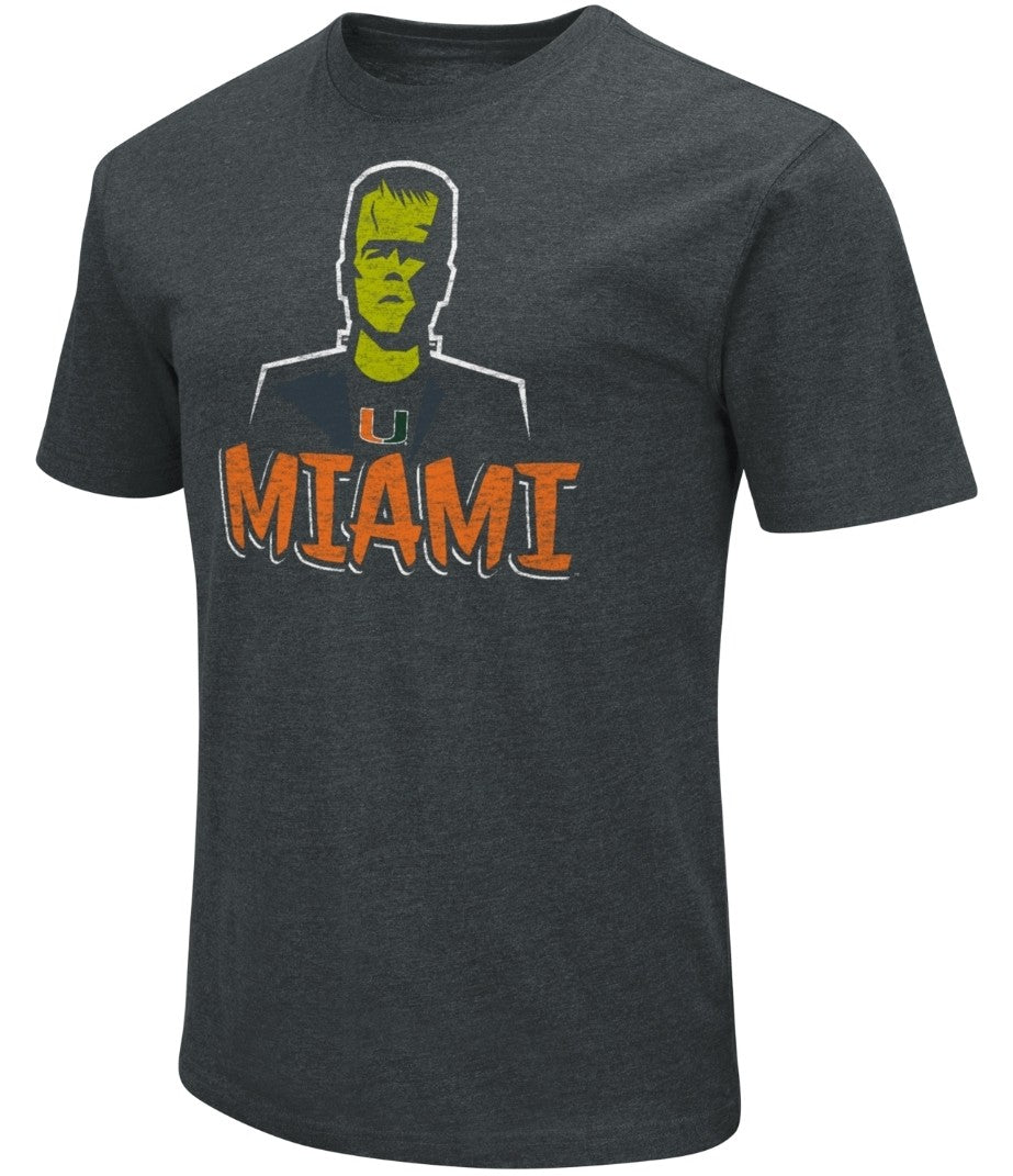 Miami Hurricanes Frankenstein Halloween T-Shirt - Charcoal