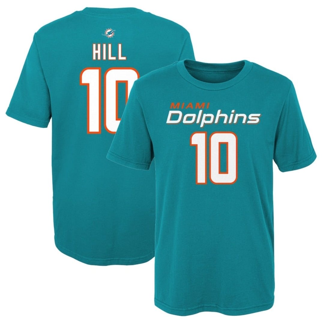 Miami Dolphins Tyreek Hill Youth Mainliner Player T-Shirt - Aqua