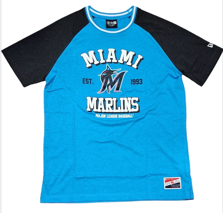 Miami Marlins New Era Bubble Script T-Shirt - Blue