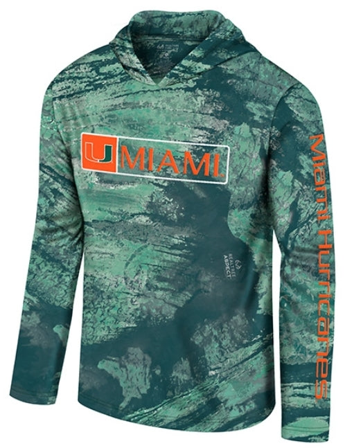 Miami Hurricanes Colosseum RealTree Huron Hooded Fishing Windshirt - Green