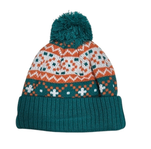 Miami Dolphins New Era Child/Youth Historic Logo Nostalgia Ugly Sweater Knit Pom Cap - Aqua