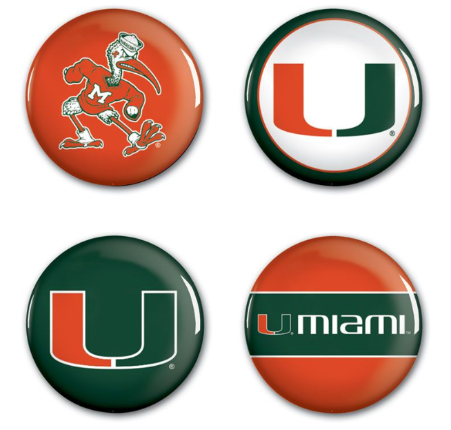 Miami Hurricanes 4 Pack Buttons