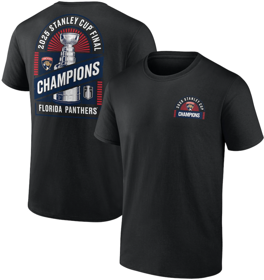 Florida Panthers 2025 Stanley Cup Champions Shine T-Shirt - Black