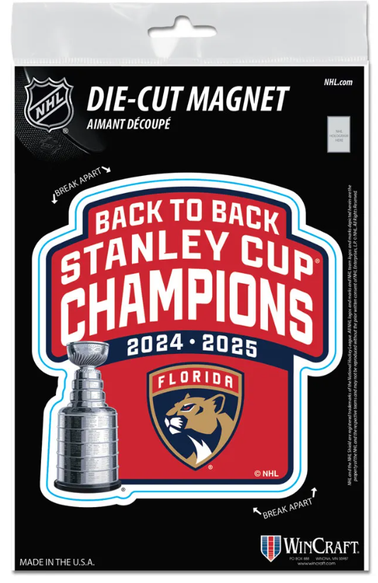 Florida Panthers 2025 Back to Back Stanley Cup Champions Die Cut Magnet - 3" x 4"