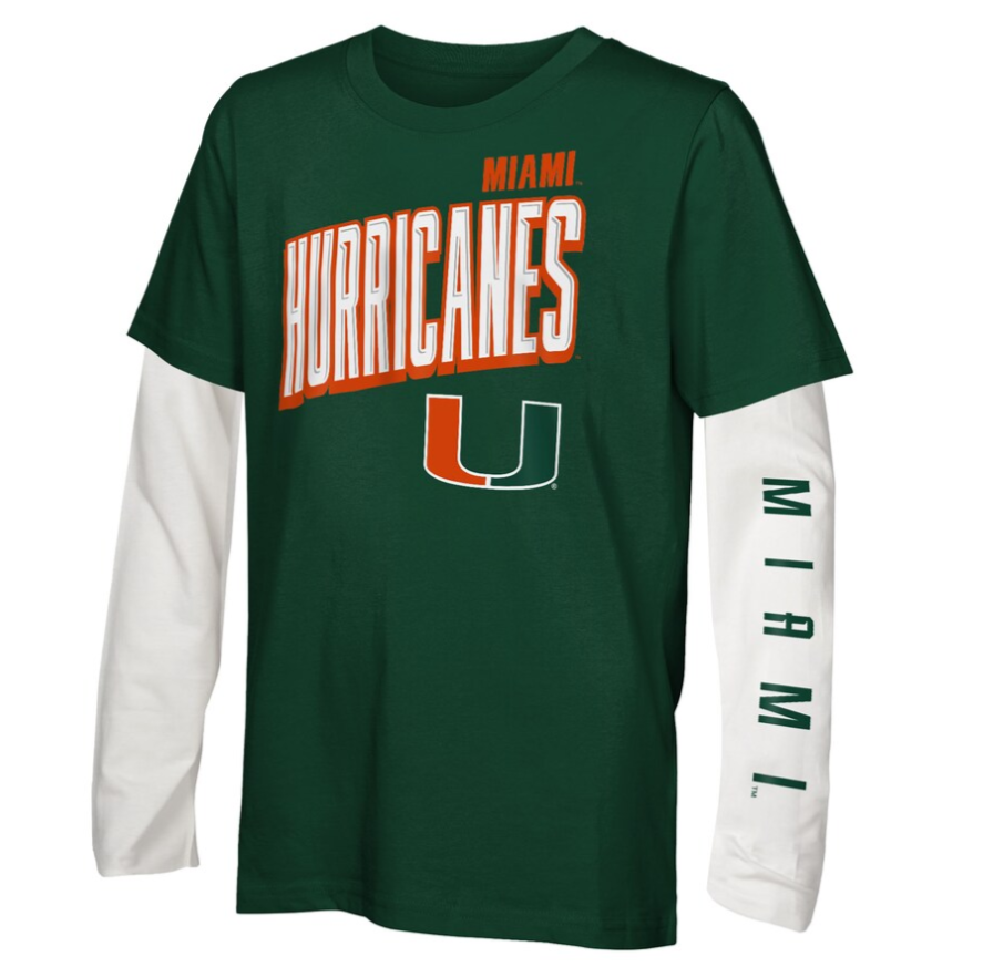 Miami Hurricanes Youth The Mix 3-in-1 Combo T-Shirt - Green/White