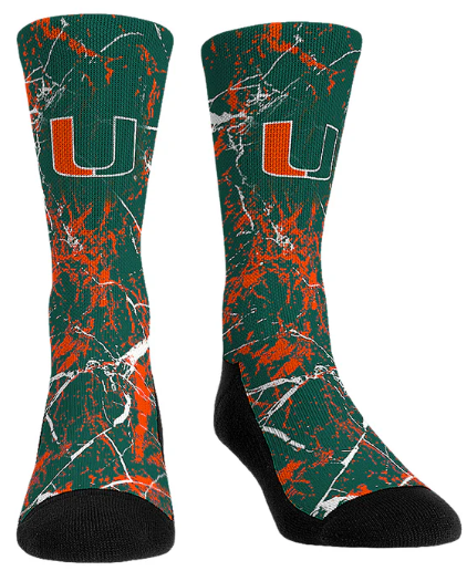 Miami Hurricanes Rock'em Cracked Marble Socks - Green