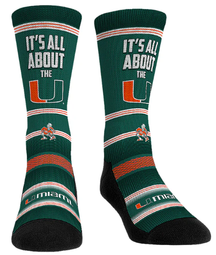 Miami Hurricanes Rock'em It's All About the U Socks - Green