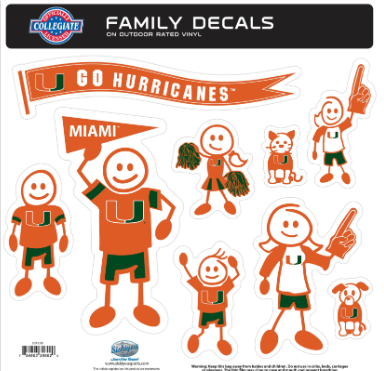 Miami Hurricanes Family Vinyl Decals - Large Set