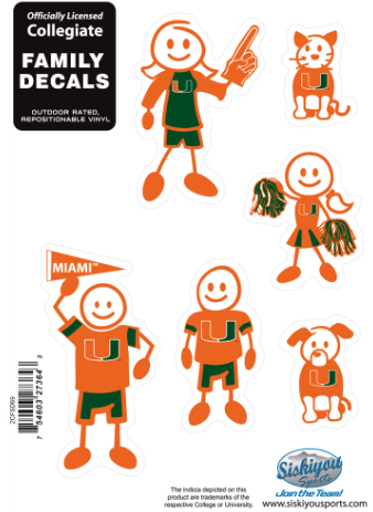 Miami Hurricanes Family Vinyl Decals - Small Set