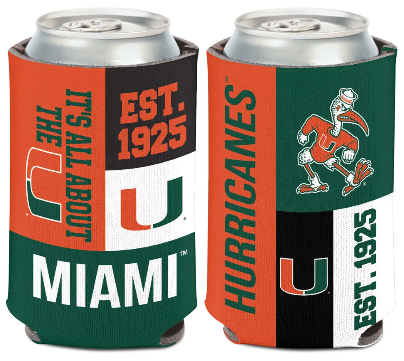 Miami Hurricanes 2-Sided Color Block Can Koozie