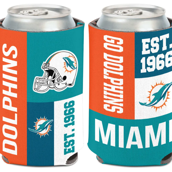 Miami Dolphins Color Block 2-Sided Can Koozie