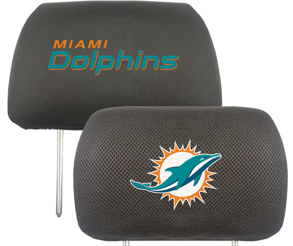 Miami Dolphins Headrest Covers - Mesh Black