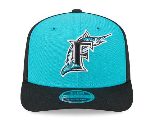 Miami Marlins New Era 9Seventy Retro Logo Two-Tone Snapback Hat - Black/Teal