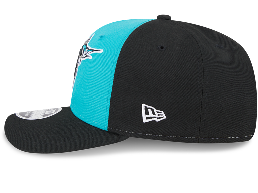 Miami Marlins New Era 9Seventy Retro Logo Two-Tone Snapback Hat - Black/Teal