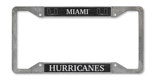 Miami Hurricanes Heavy Duty License Plate Frame - Pewter