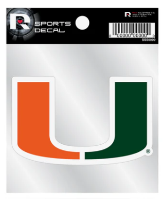 Miami Hurricanes Primary Logo Decal - 3"x4"