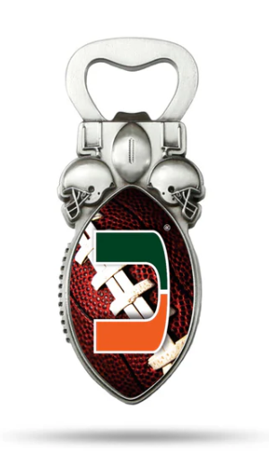 Miami Hurricanes Football Shaped Bottle Opener Magnet