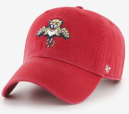 Florida Panthers 47 Brand Leaping Cat Logo Clean Up Adjustable Hat - Red