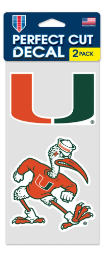Miami Hurricanes 2 pack Perfect Cut Decal