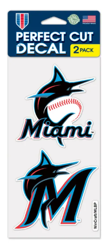 Miami Marlins 2 Pack Perfect Cut Decal - 4" x 4"