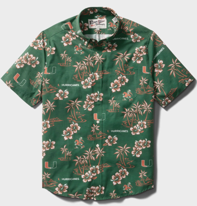 Miami Hurricanes Reyn Spooner Aloha Performance Button Down Shirt - Green