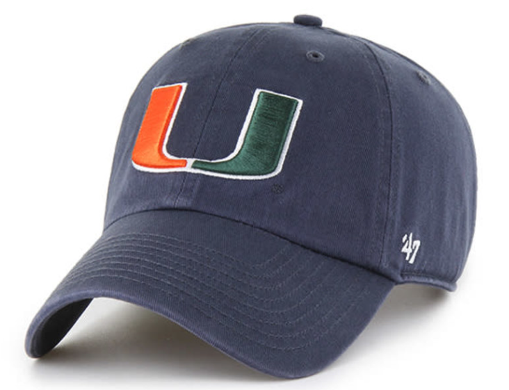 Miami Hurricanes 47 Brand Vintage navy Clean Up Hat - Navy