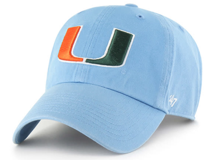 Miami Hurricanes 47 Brand Columbia Clean Up Hat - Light Blue