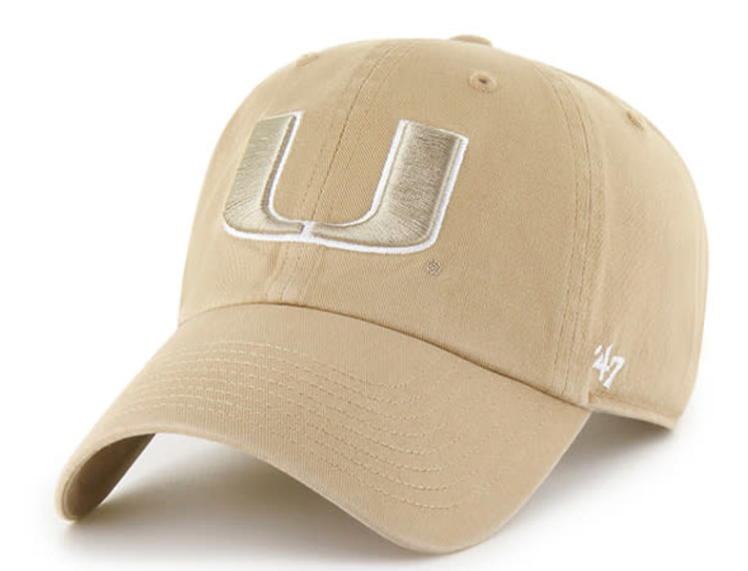 Miami Hurricanes 47 Brand Tonal Clean Up Hat - Khaki
