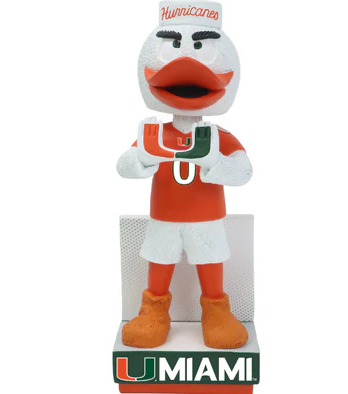 Miami Hurricanes Limited Edition Mascot Bobblehead - Orange Jersey