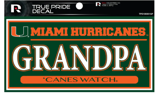 Miami Hurricanes True Pride Decal 3" x 6" - Grandpa