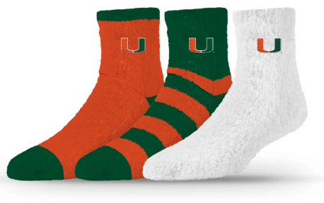 Miami Hurricanes Strideline 3-Pack Fuzzy Socks
