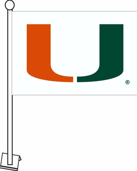 Miami Hurricanes Primary Logo Car Flag 11" x 16"  - White