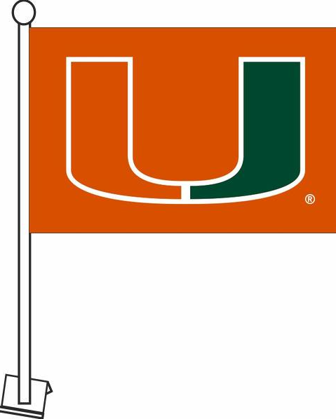 Miami Hurricanes Primary Logo Car Flag 11" x 16"  - Orange