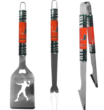 Miami Hurricanes 3 Piece Tailgater BBQ Set