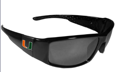 Miami Hurricanes Black Wrap Sunglasses - Black