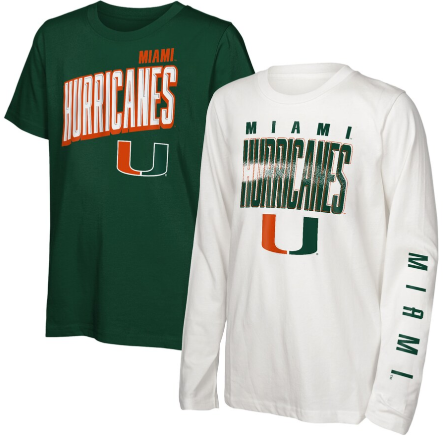 Miami Hurricanes Youth The Mix 3-in-1 Combo T-Shirt - Green/White