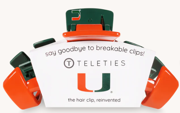 Miami Hurricanes Teleties Large Hair Clip - Orange
