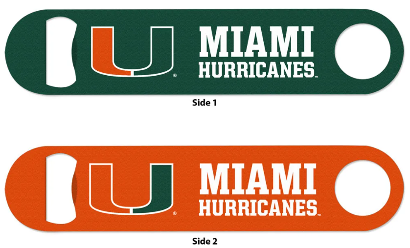 Miami Hurricanes 2-Sided Metal Bottle Opener