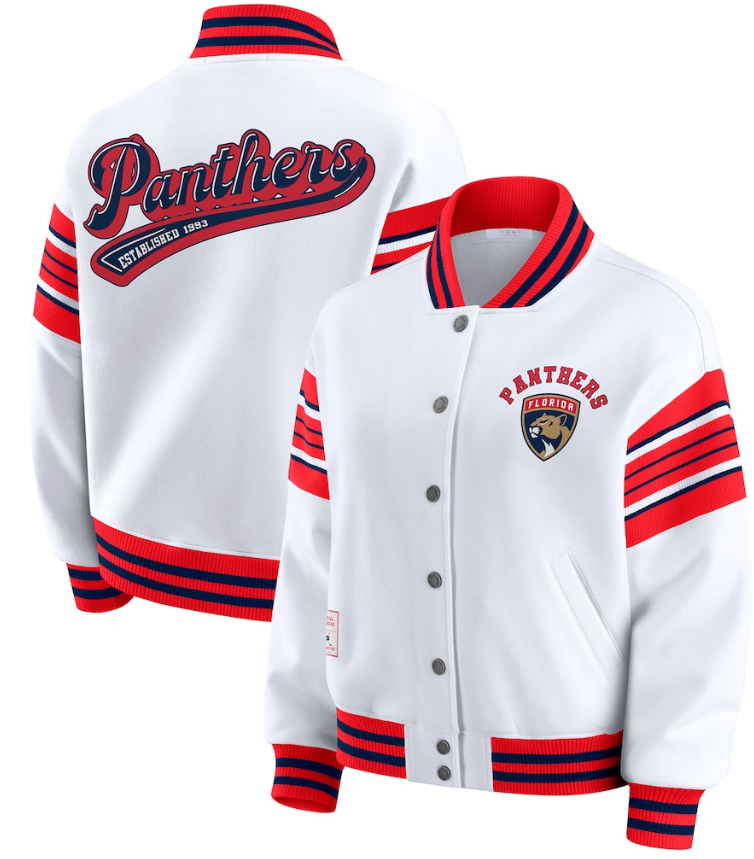 lorida Panthers WEAR by Erin Andrews Women's Full-Snap Fleece Sweatshirt Jacket - White/Red