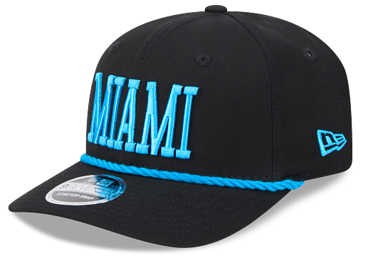 Miami Marlins New Era 9Seventy Wordmark Rope Snapback Hat - Black