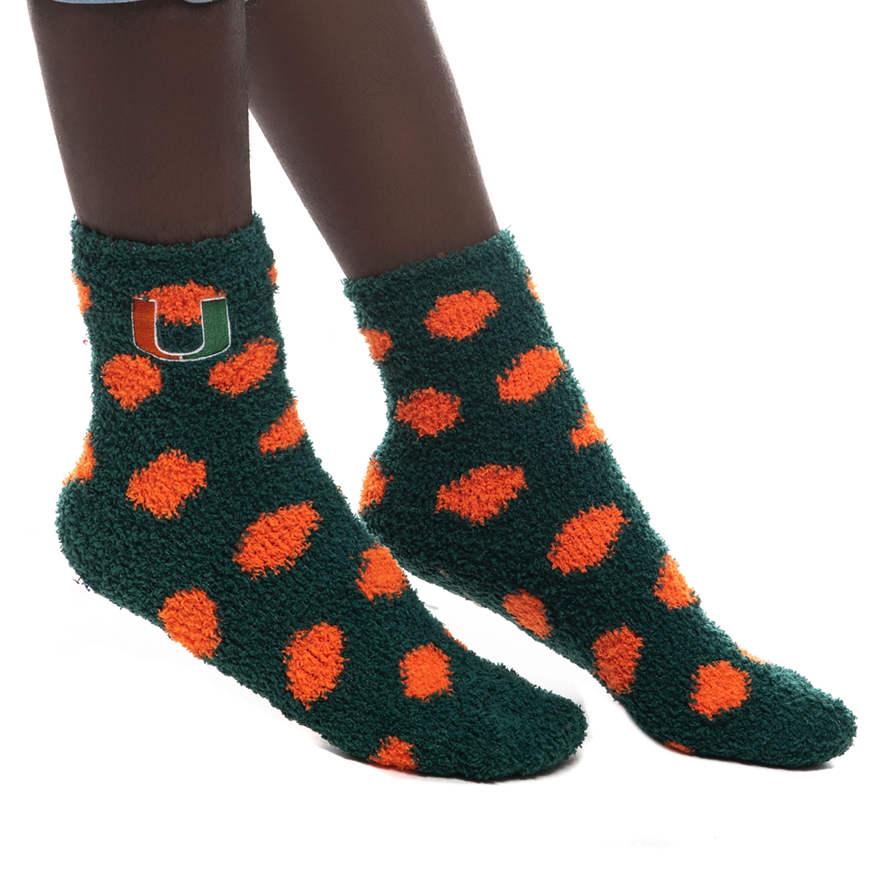 Miami Hurricanes ZooZatz Plush Socks - Gren/Orange