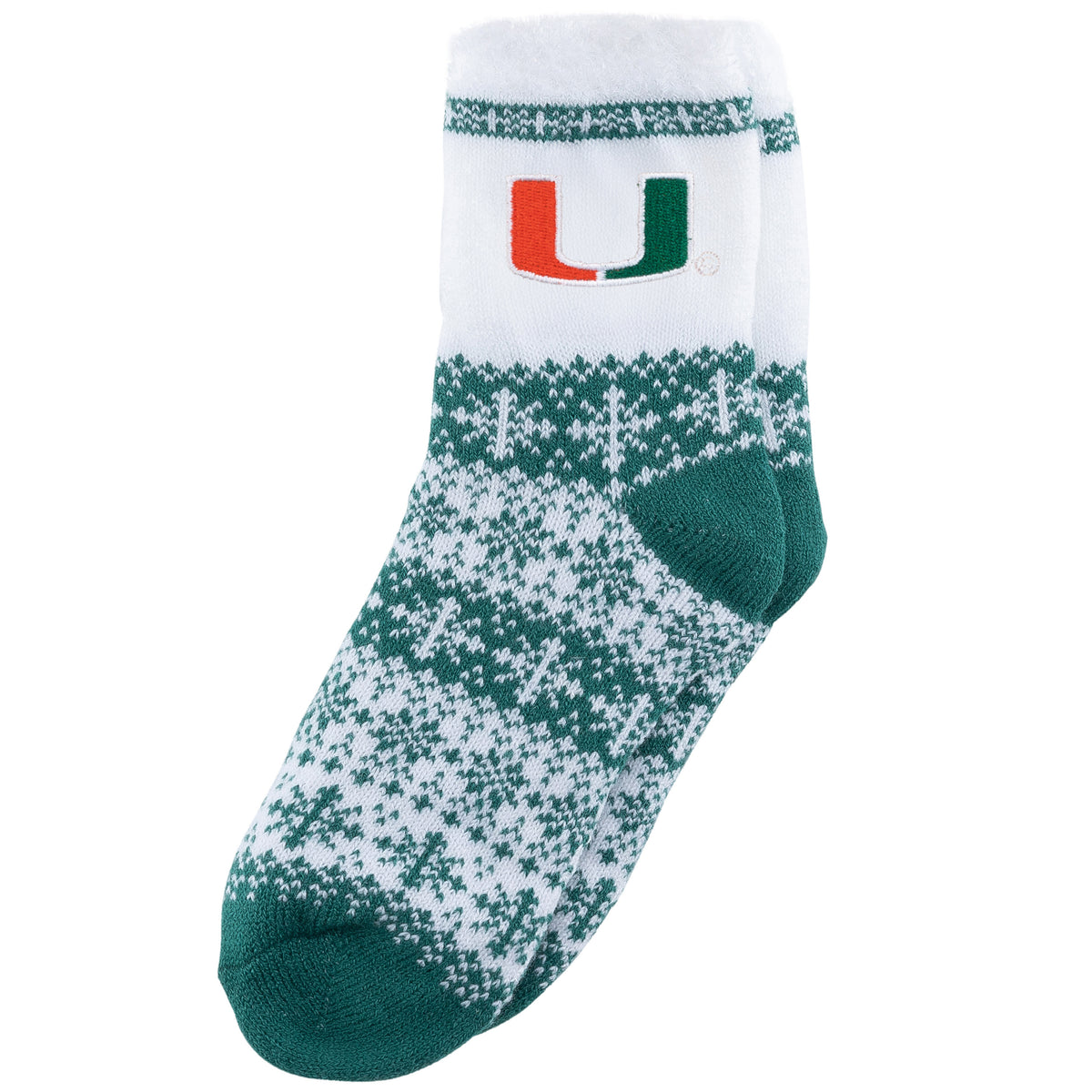 Miami Hurricanes ZooZatz U Holiday Socks - White/Green