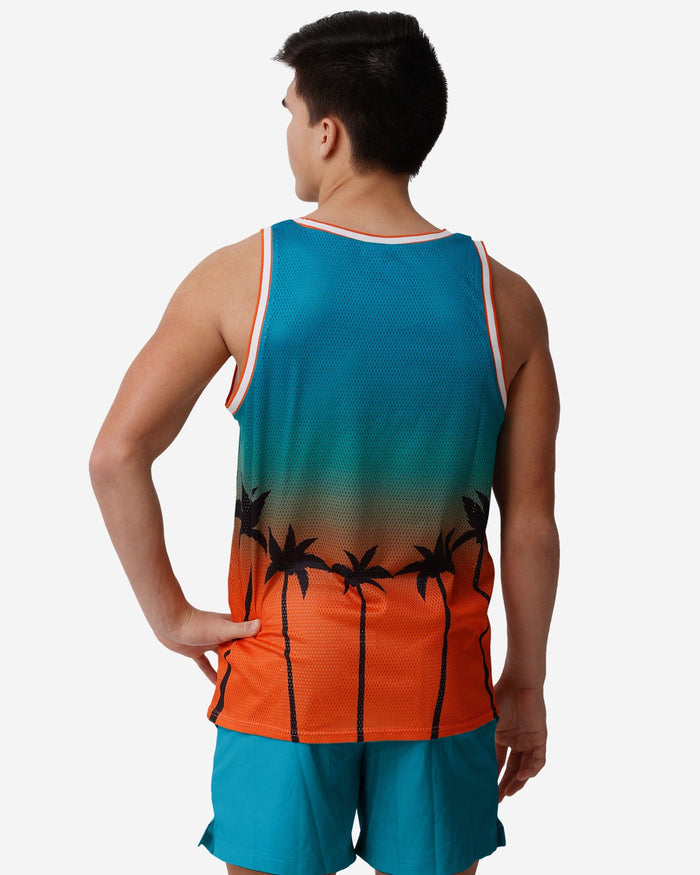 Miami Dolphins Sunset Mesh Tank Top - Aqua/Orange